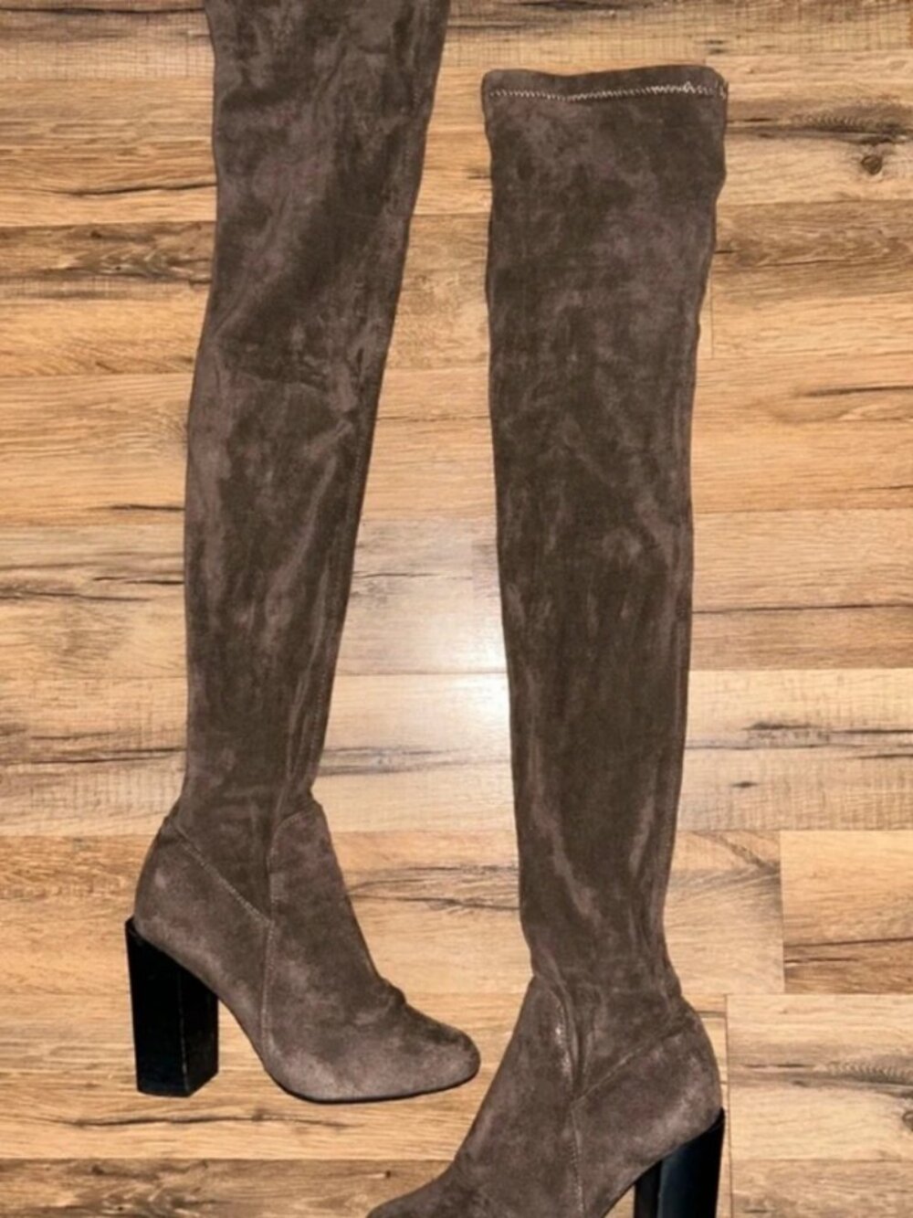 Taupe over the knee boots